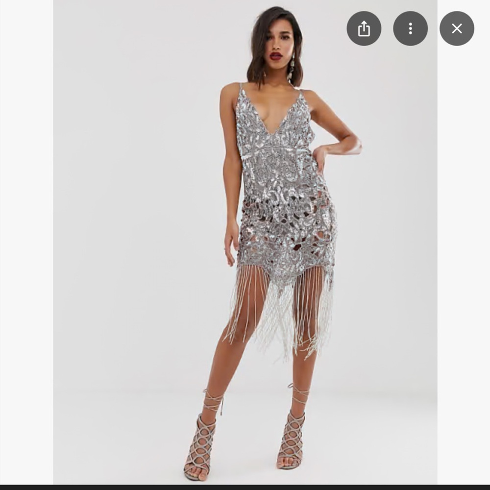 ASOS Silver Sequin Mini Dress